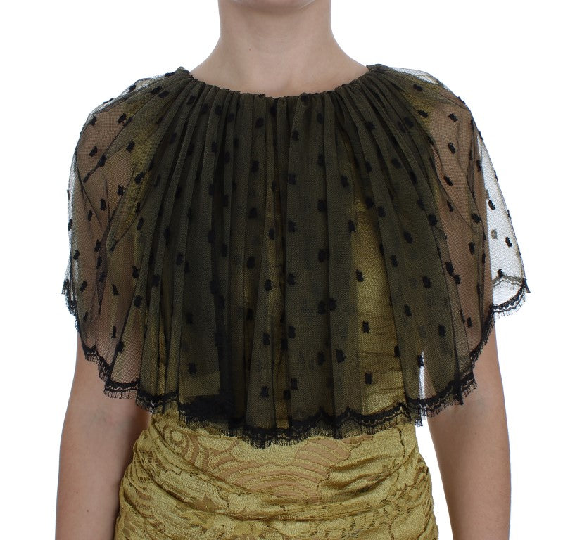 Robe Dolce & Gabbana jaune et noire en dentelle florale brodée