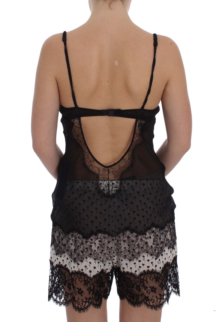 Dolce & Gabbana Haut de lingerie babydoll en dentelle de soie noire