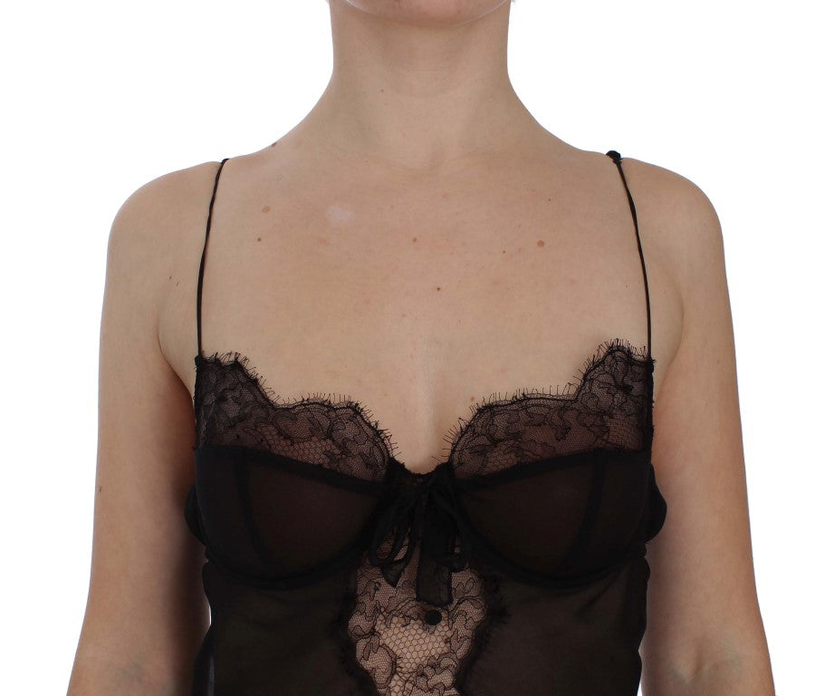 Dolce & Gabbana Haut de lingerie babydoll en dentelle de soie noire