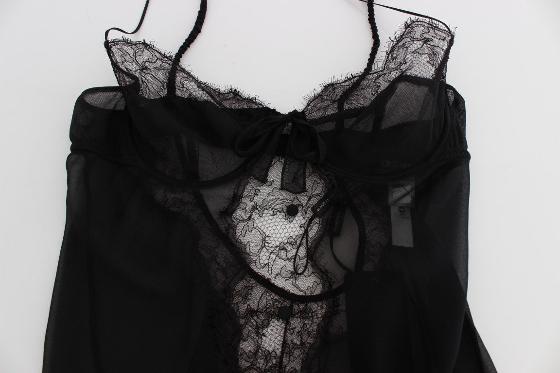 Dolce & Gabbana Haut de lingerie babydoll en dentelle de soie noire
