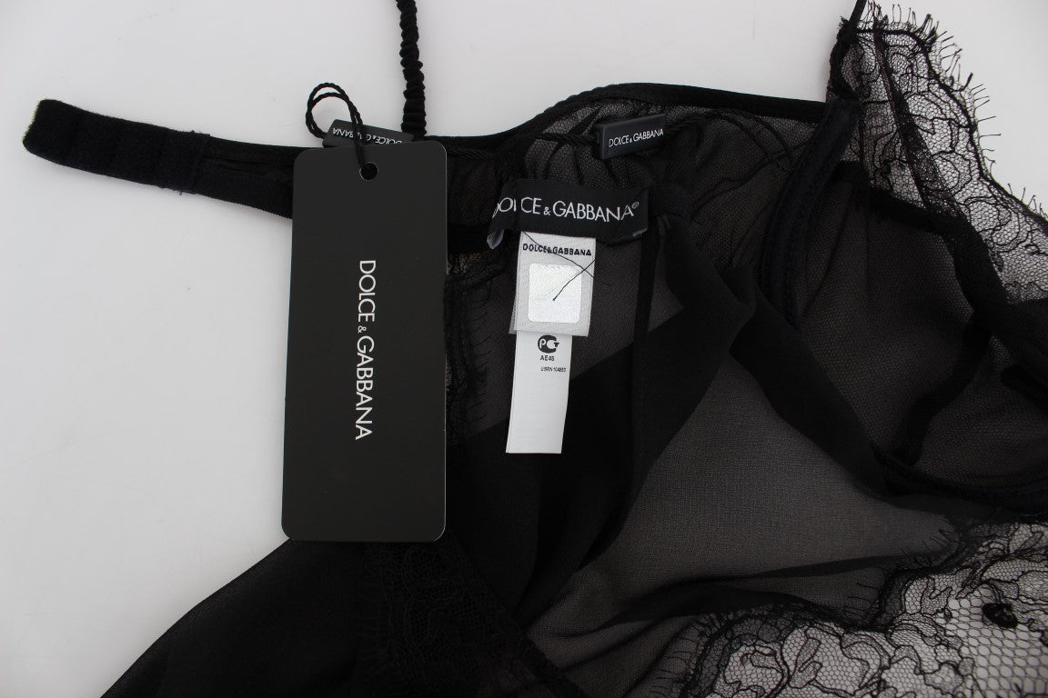Dolce & Gabbana Haut de lingerie babydoll en dentelle de soie noire