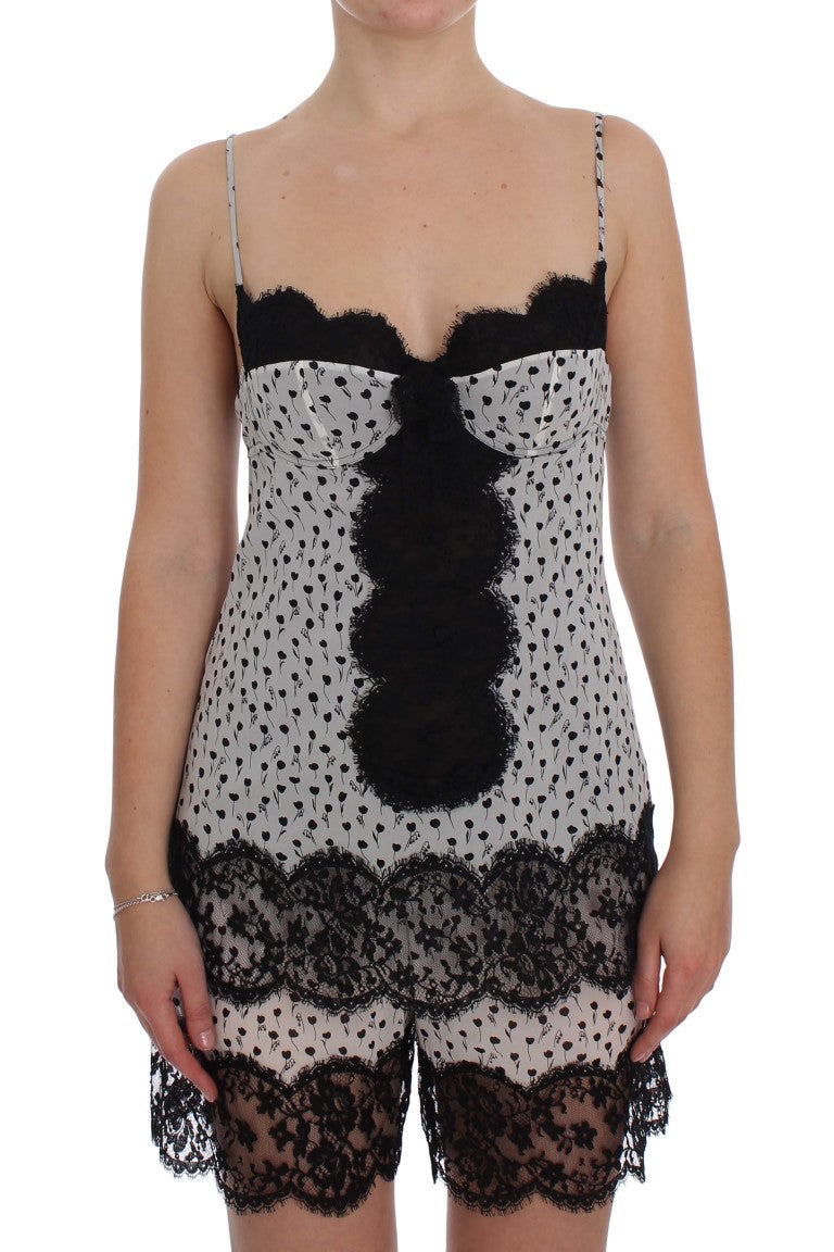 Dolce & Gabbana Haut de lingerie babydoll en dentelle de soie noire