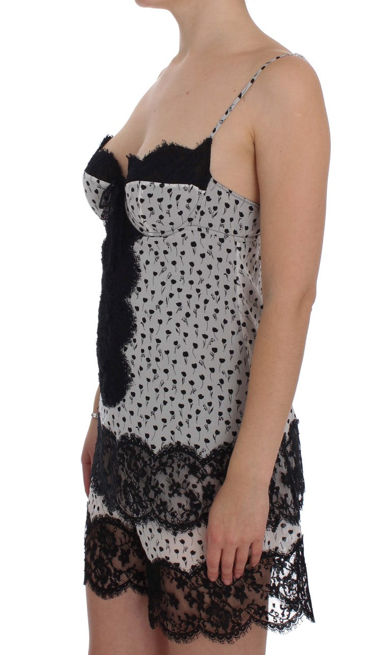 Dolce & Gabbana Haut de lingerie babydoll en dentelle de soie noire