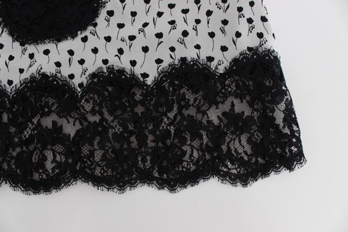 Dolce & Gabbana Haut de lingerie babydoll en dentelle de soie noire