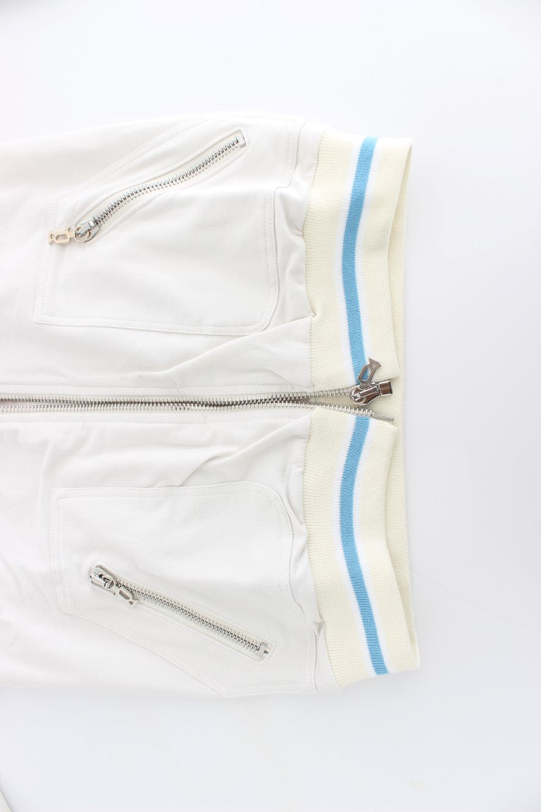 Sweat-shirt cardigan zippé blanc John Galliano