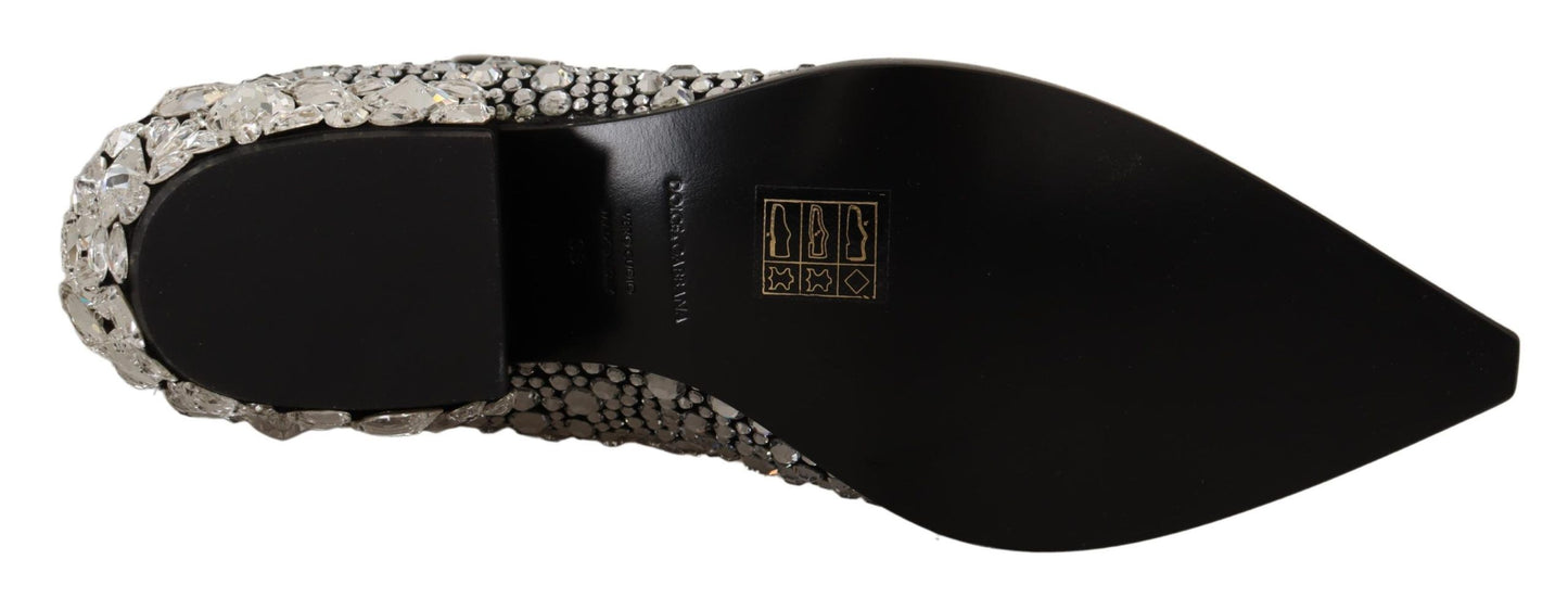 Bottes cowgirl en daim noir et strass Dolce & Gabbana