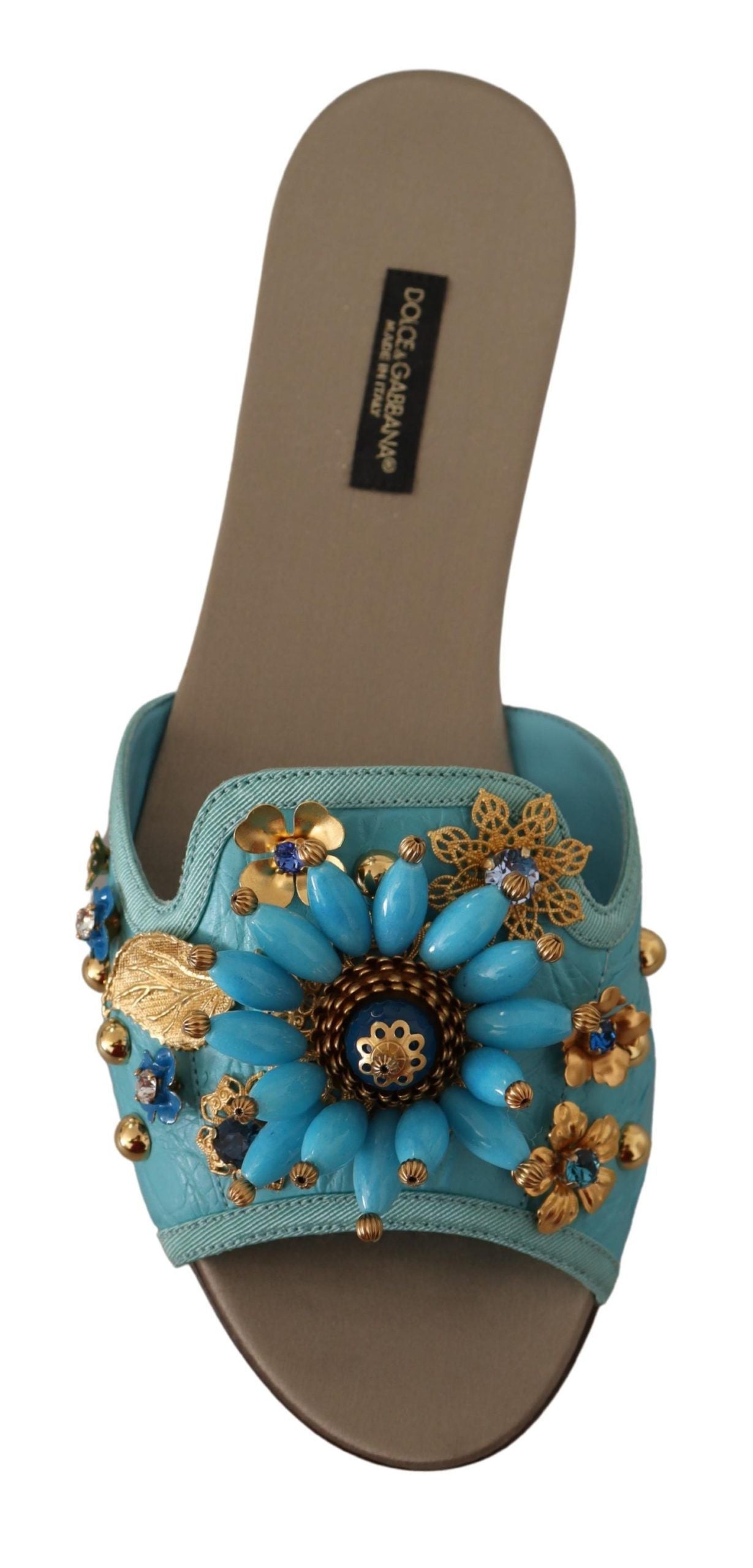 Sandales Dolce & Gabbana en cuir exotique à cristaux bleus