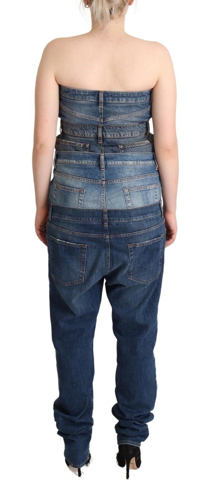 Robe combinaison bustier en denim bleu foncé Dolce & Gabbana