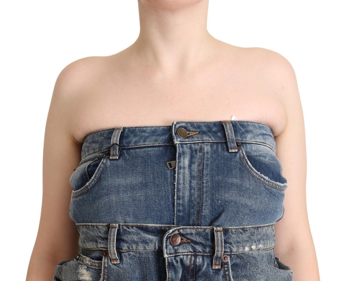 Robe combinaison bustier en denim bleu foncé Dolce & Gabbana