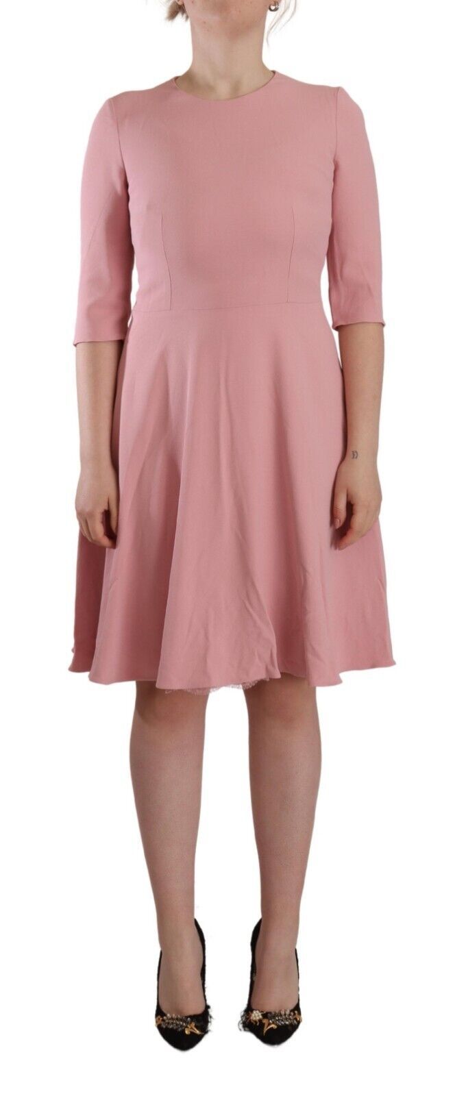 Robe trapèze rose à manches 3/4 en viscose mélangée Dolce & Gabbana