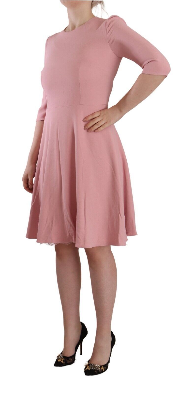Robe trapèze rose à manches 3/4 en viscose mélangée Dolce & Gabbana