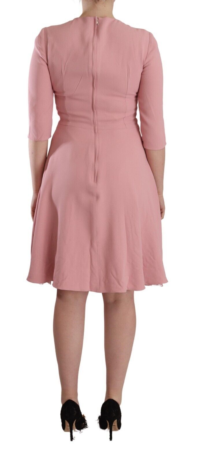 Robe trapèze rose à manches 3/4 en viscose mélangée Dolce & Gabbana