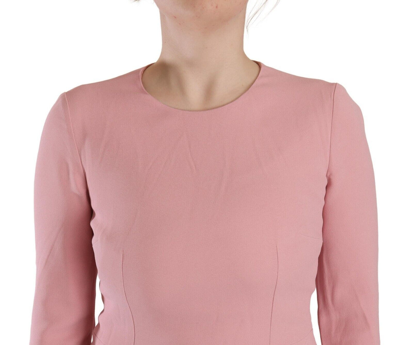 Robe trapèze rose à manches 3/4 en viscose mélangée Dolce & Gabbana