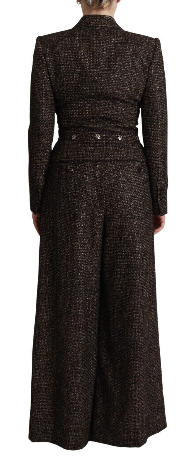 Dolce & Gabbana Ensemble veste et pantalon 2 pièces en laine marron foncé à boutonnage simple