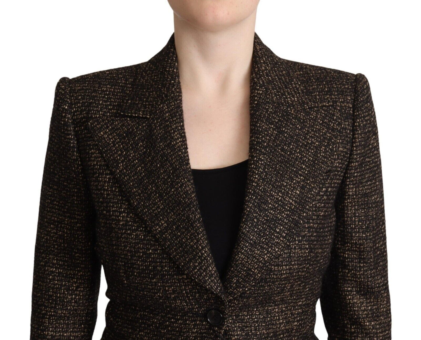 Dolce & Gabbana Ensemble veste et pantalon 2 pièces en laine marron foncé à boutonnage simple