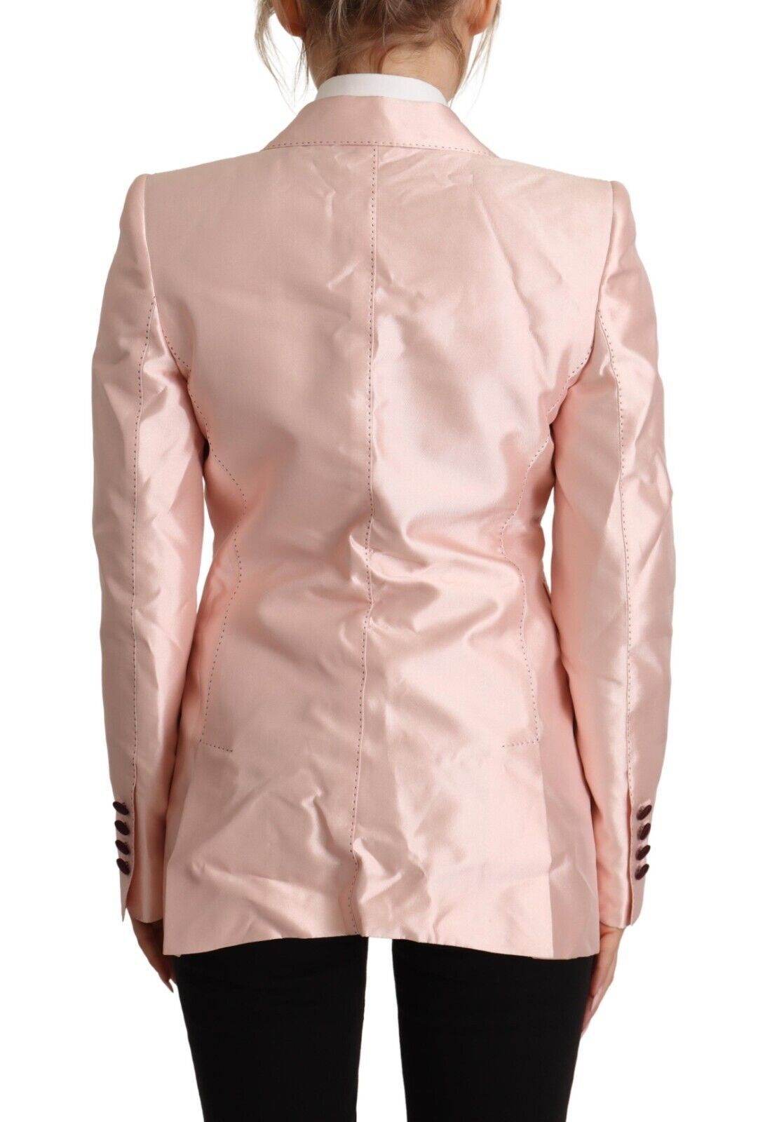Dolce & Gabbana Veste blazer à manches longues en satin rose