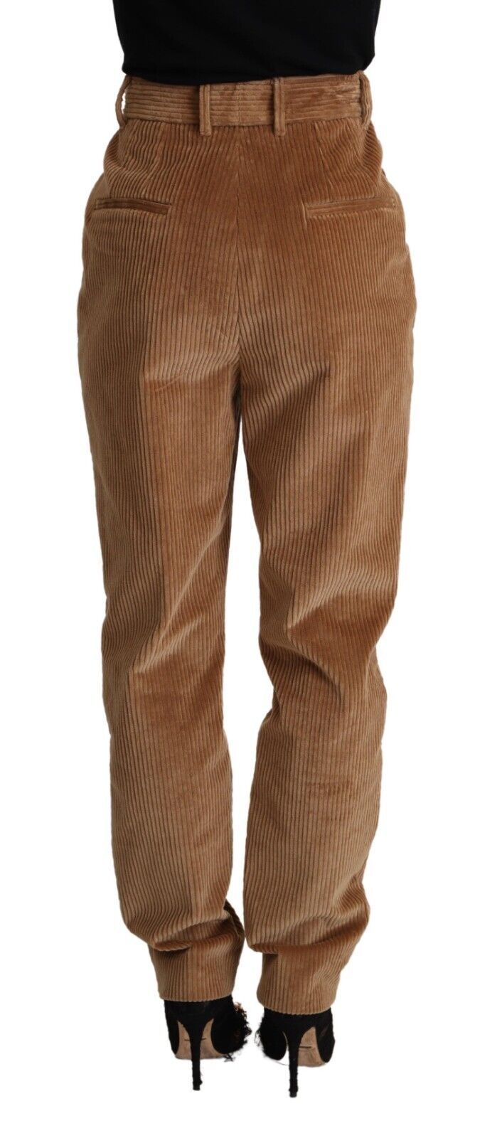 Pantalon skinny taille haute en velours côtelé de coton marron Dolce & Gabbana
