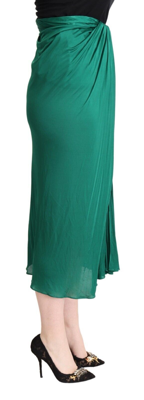 Jupe crayon plissée mi-longue taille haute vert foncé Dolce & Gabbana