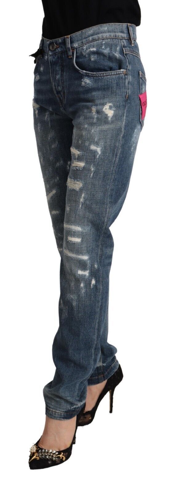 Jean skinny bleu effet vieilli BOYFRIEND de Dolce & Gabbana