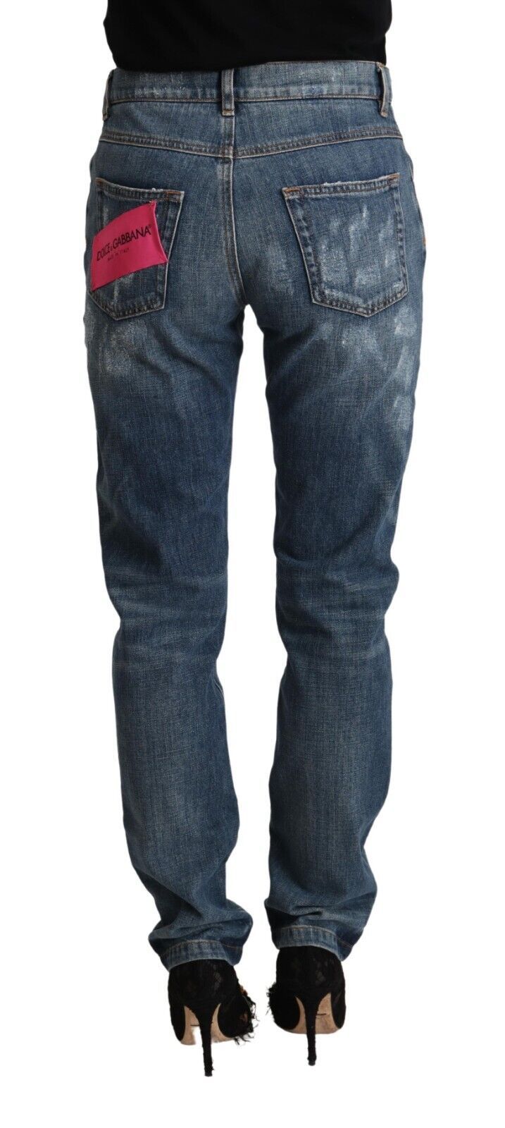 Jean skinny bleu effet vieilli BOYFRIEND de Dolce & Gabbana