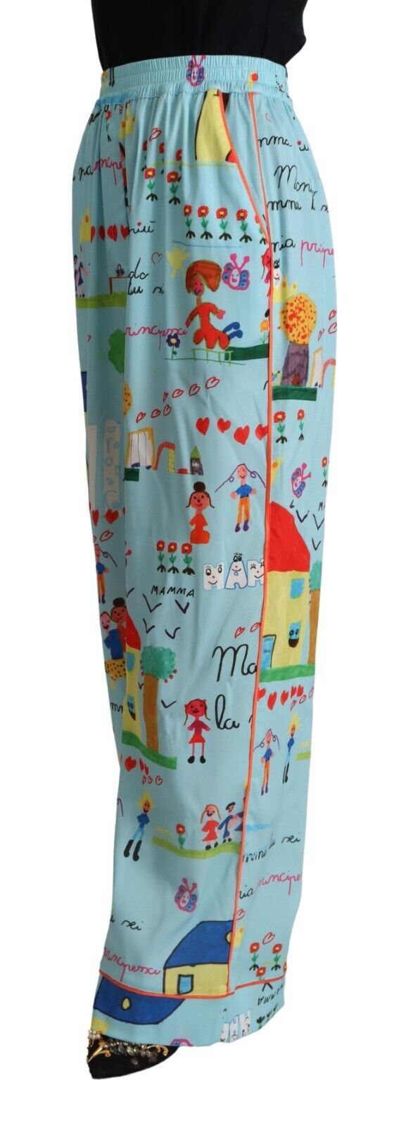 Pantalon large taille moyenne bleu clair Dolce & Gabbana