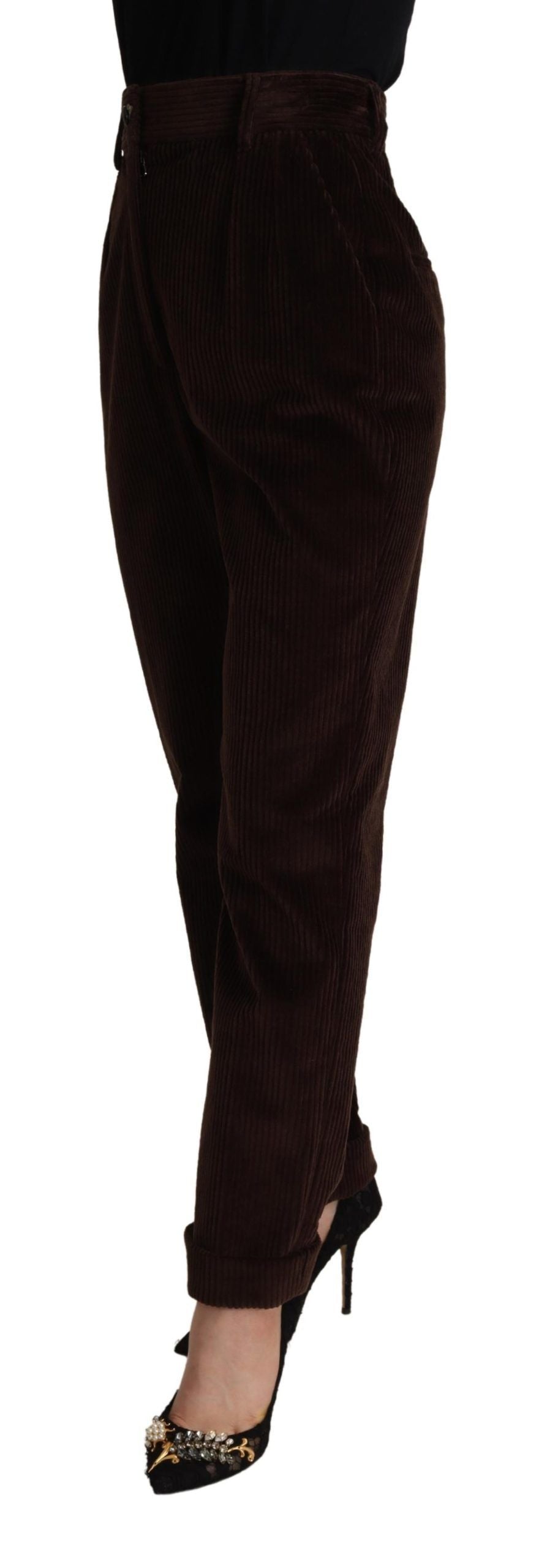 Pantalon fuselé en velours côtelé bordeaux Dolce & Gabbana