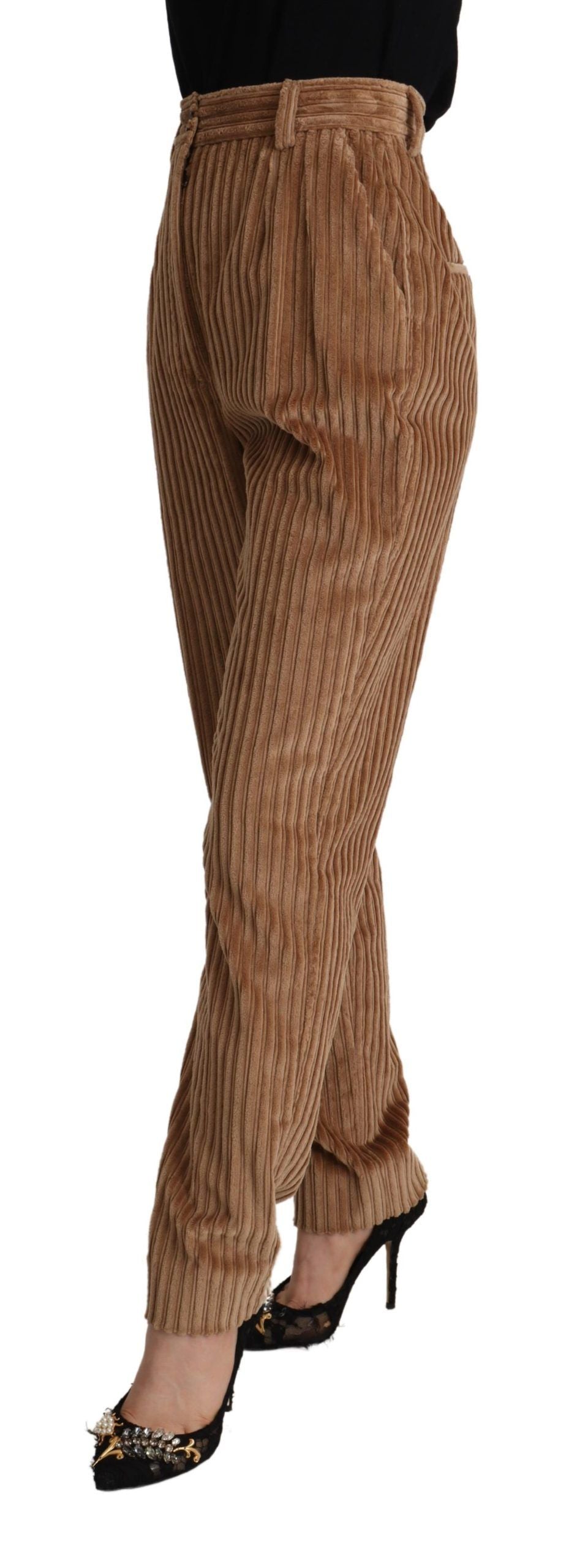 Pantalon fuselé en velours côtelé marron Dolce & Gabbana