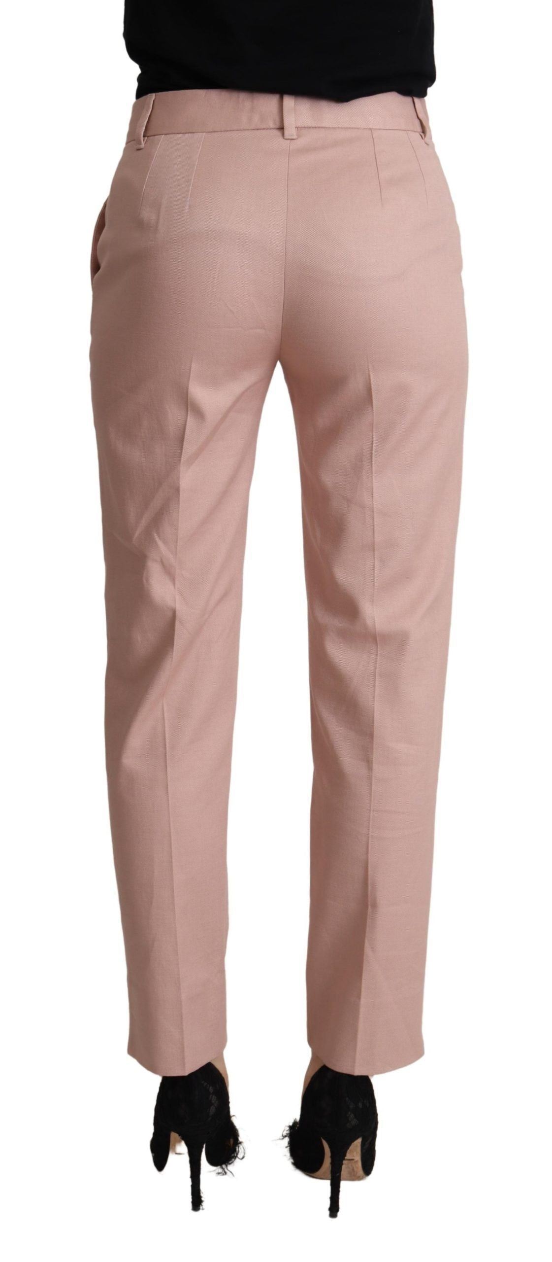 Pantalon fuselé taille moyenne en coton rose Dolce & Gabbana