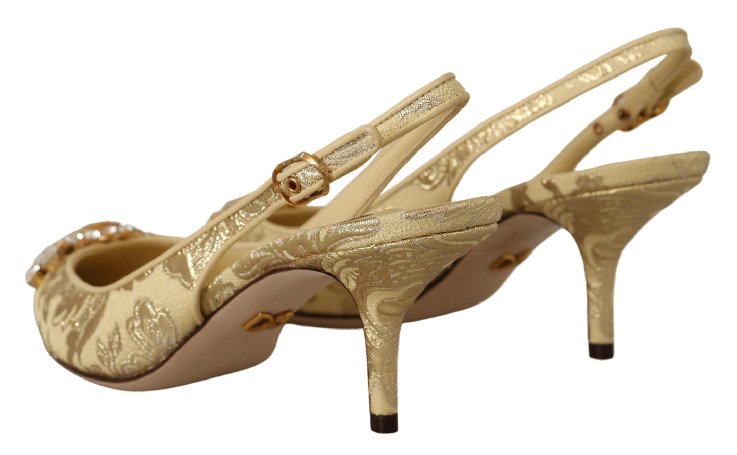 Escarpins à talons et brides arrière en cristal doré Dolce & Gabbana