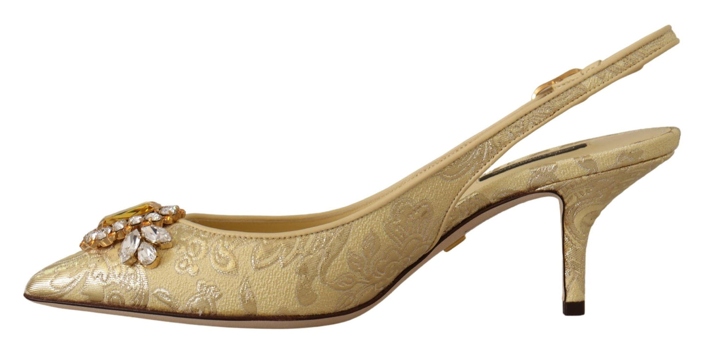 Escarpins à talons et brides arrière en cristal doré Dolce & Gabbana