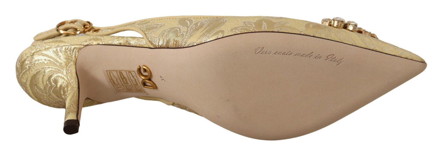 Escarpins à talons et brides arrière en cristal doré Dolce & Gabbana
