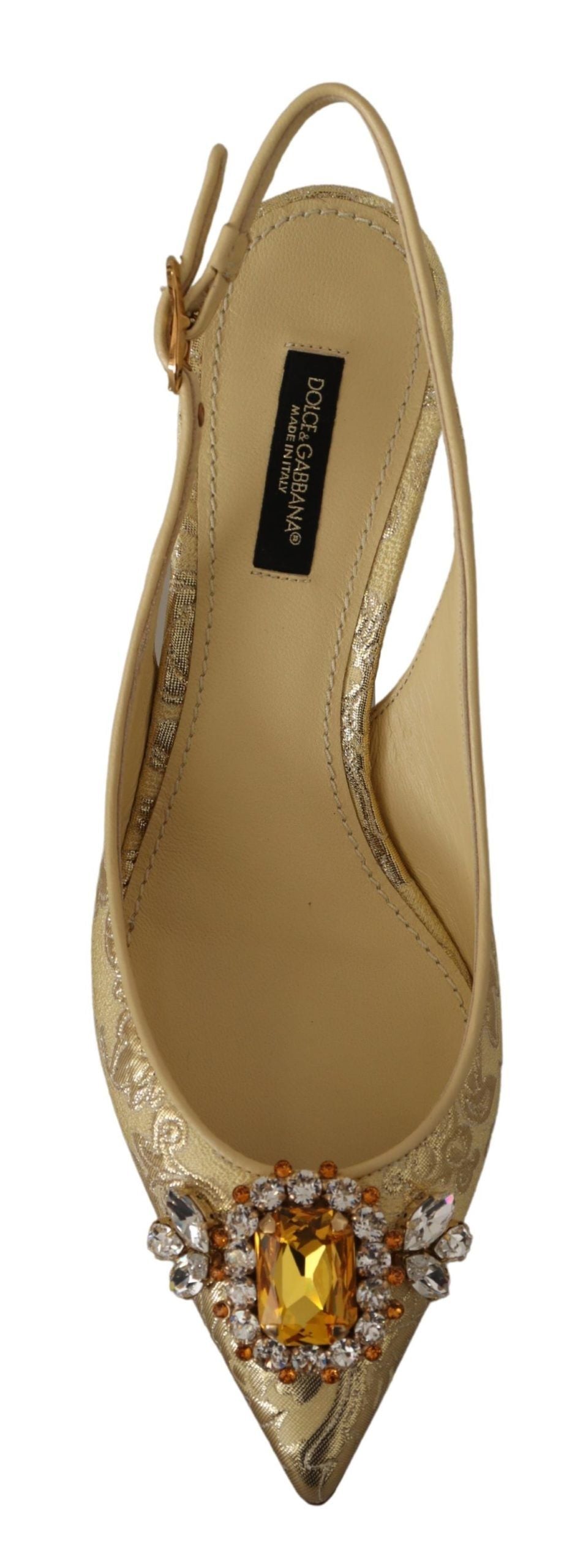 Escarpins à talons et brides arrière en cristal doré Dolce & Gabbana