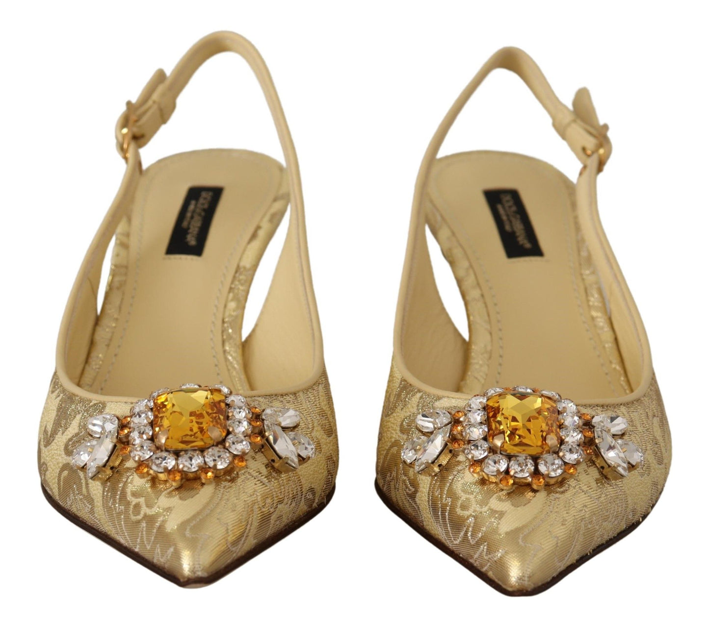 Escarpins à talons et brides arrière en cristal doré Dolce & Gabbana
