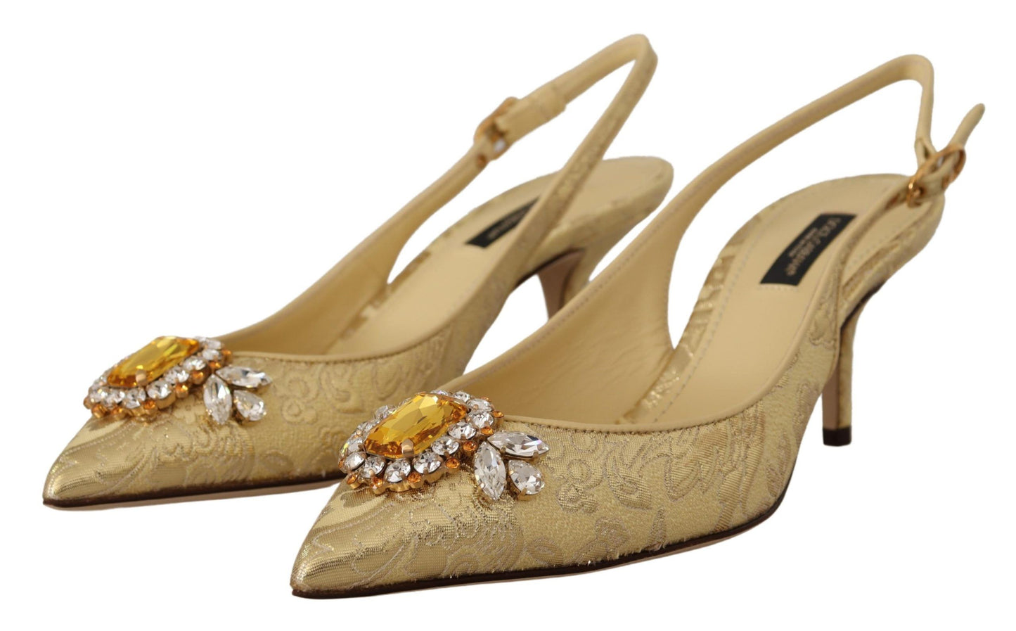Escarpins à talons et brides arrière en cristal doré Dolce & Gabbana