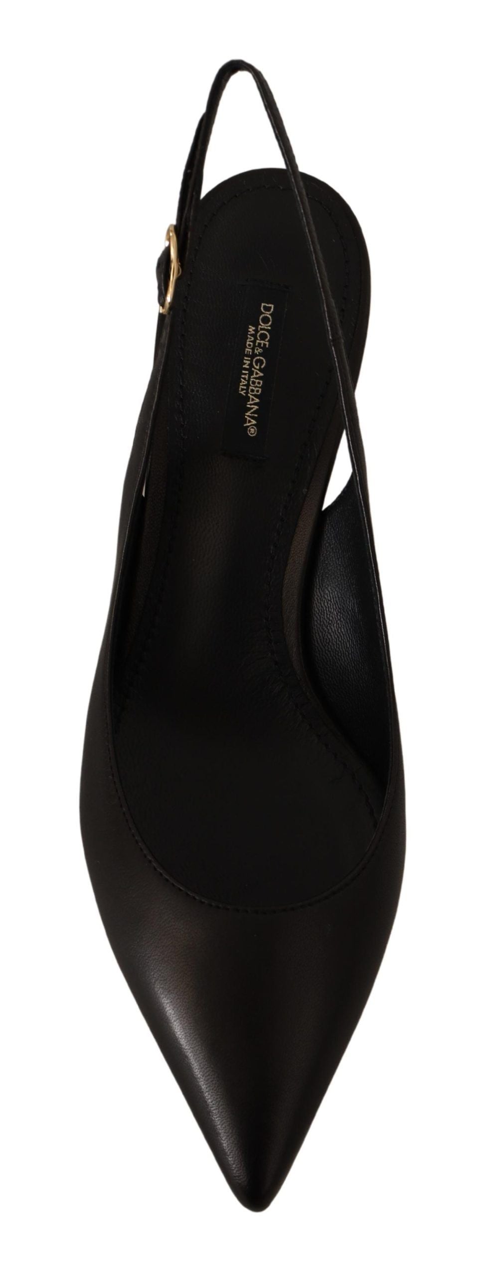 Escarpins à talons et brides arrière en cuir noir Dolce & Gabbana