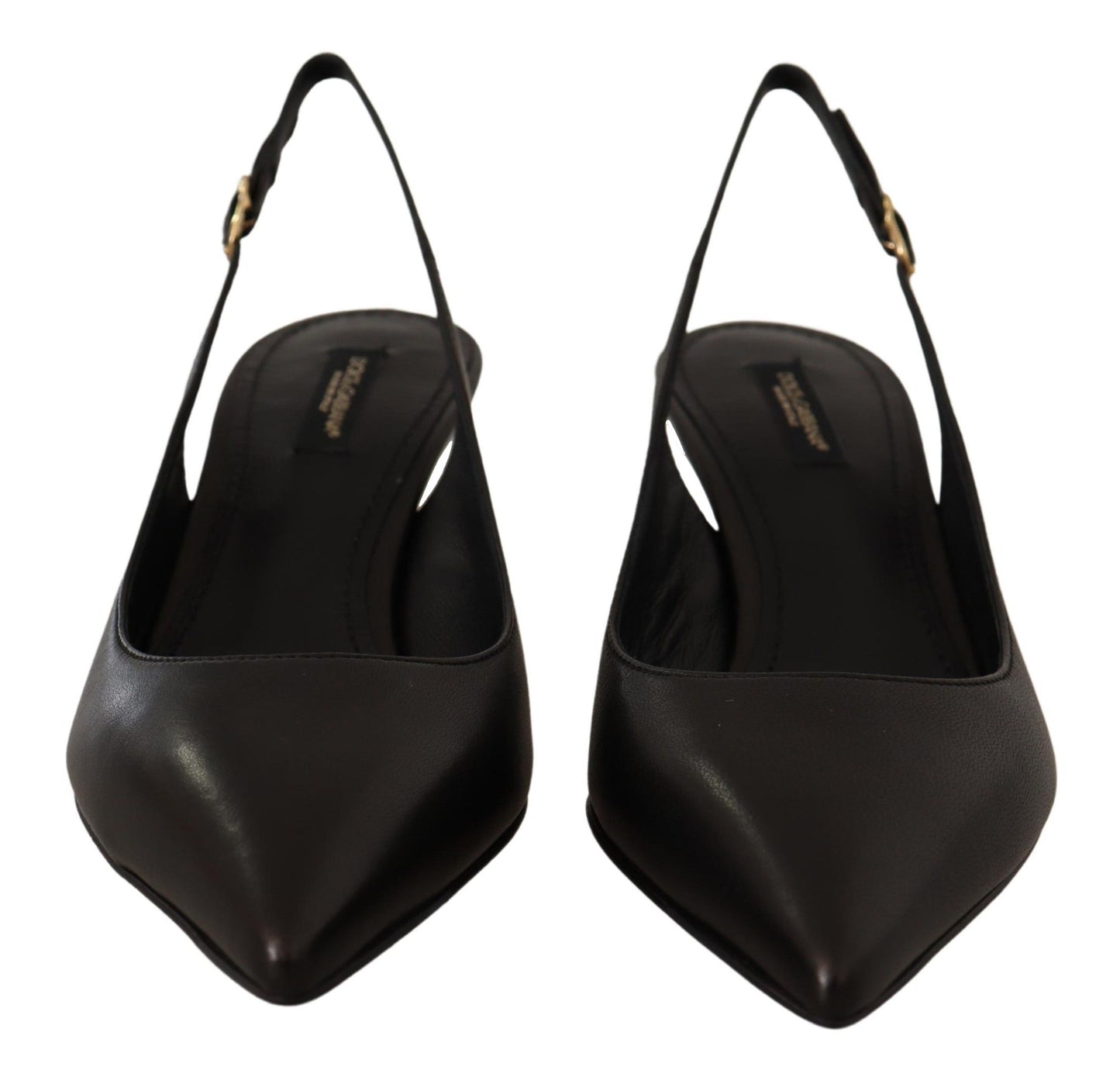 Escarpins à talons et brides arrière en cuir noir Dolce & Gabbana