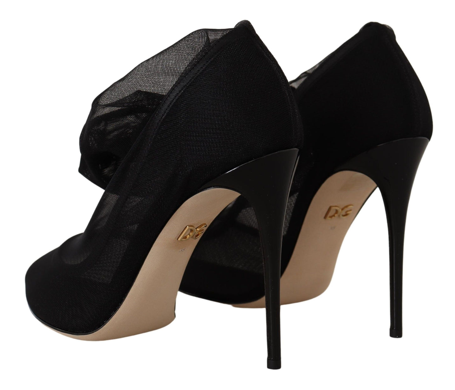 Bottes en tulle extensible noires Dolce & Gabbana