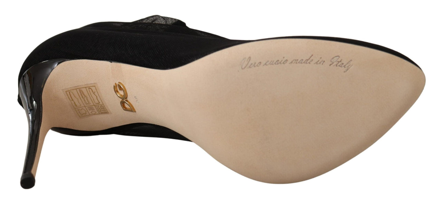 Bottes en tulle extensible noires Dolce & Gabbana