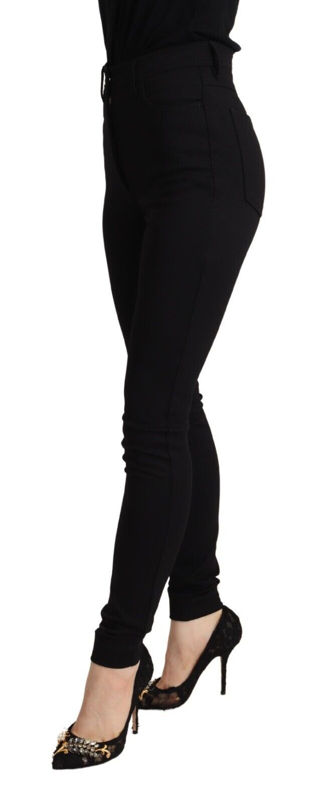 Pantalon slim skinny taille haute noir Dolce & Gabbana