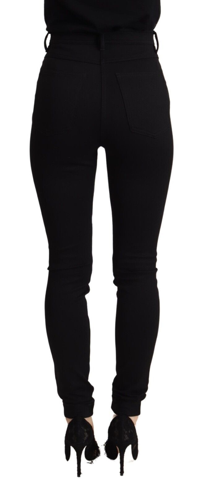 Pantalon slim skinny taille haute noir Dolce & Gabbana