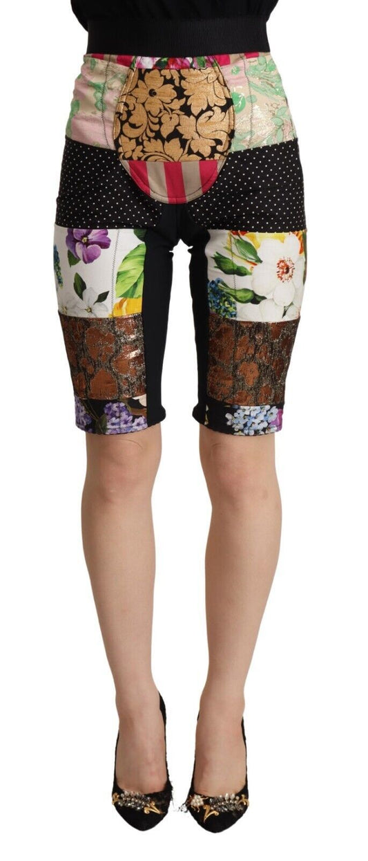 Pantalon court taille haute patchwork multicolore Dolce & Gabbana