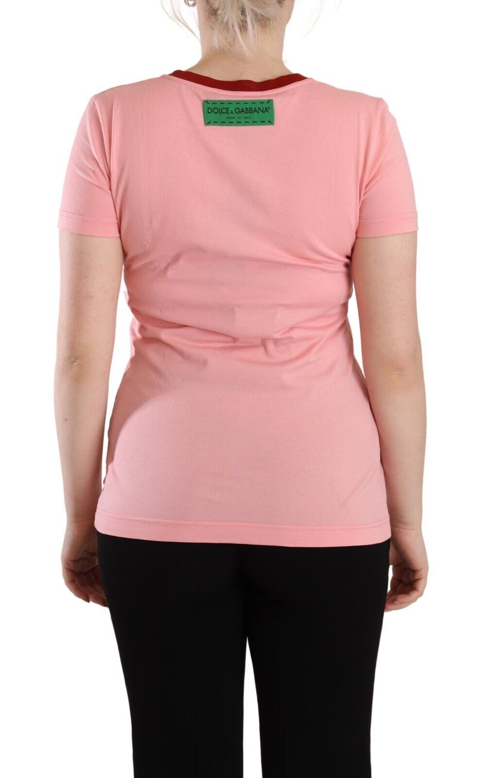 T-shirt ras du cou à manches courtes en coton rose Dolce & Gabbana