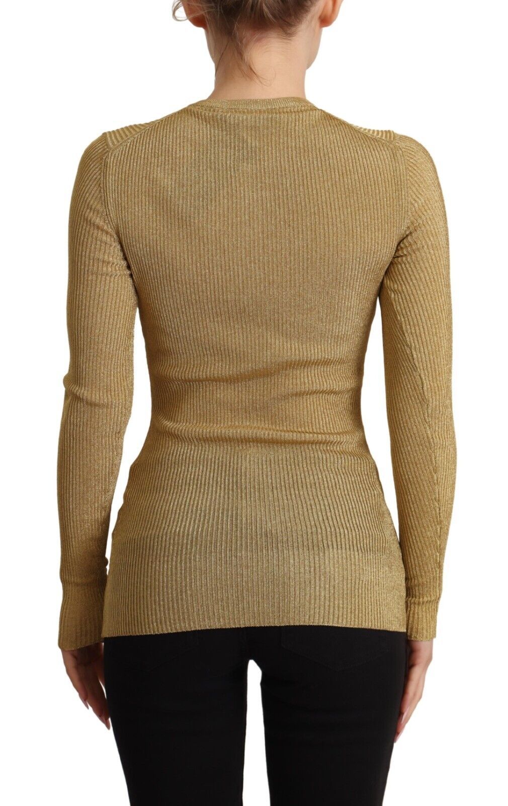 Pull cardigan à boutons en viscose mélangée dorée Dolce & Gabbana