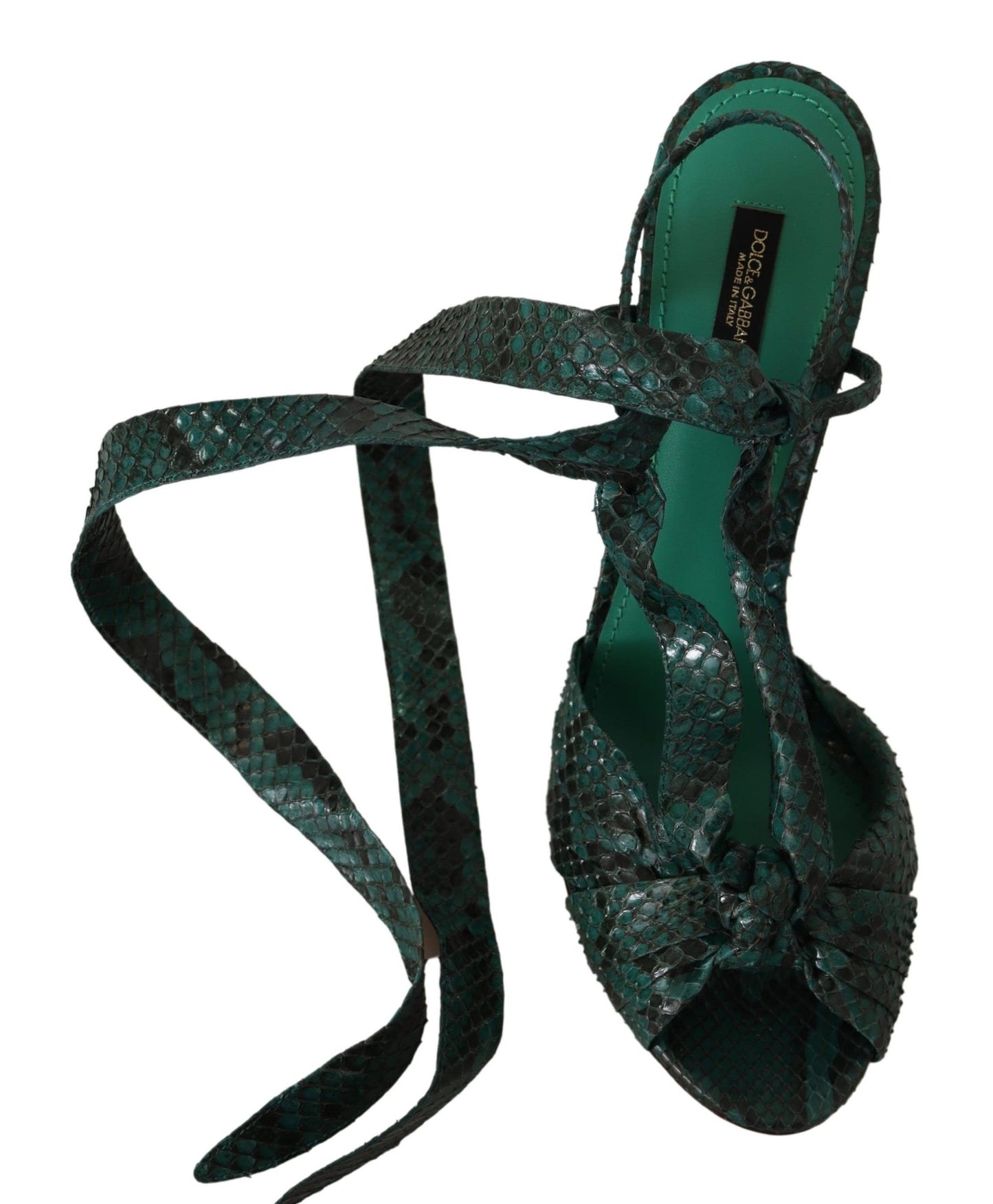 Sandales à talons et brides en python vert Dolce & Gabbana