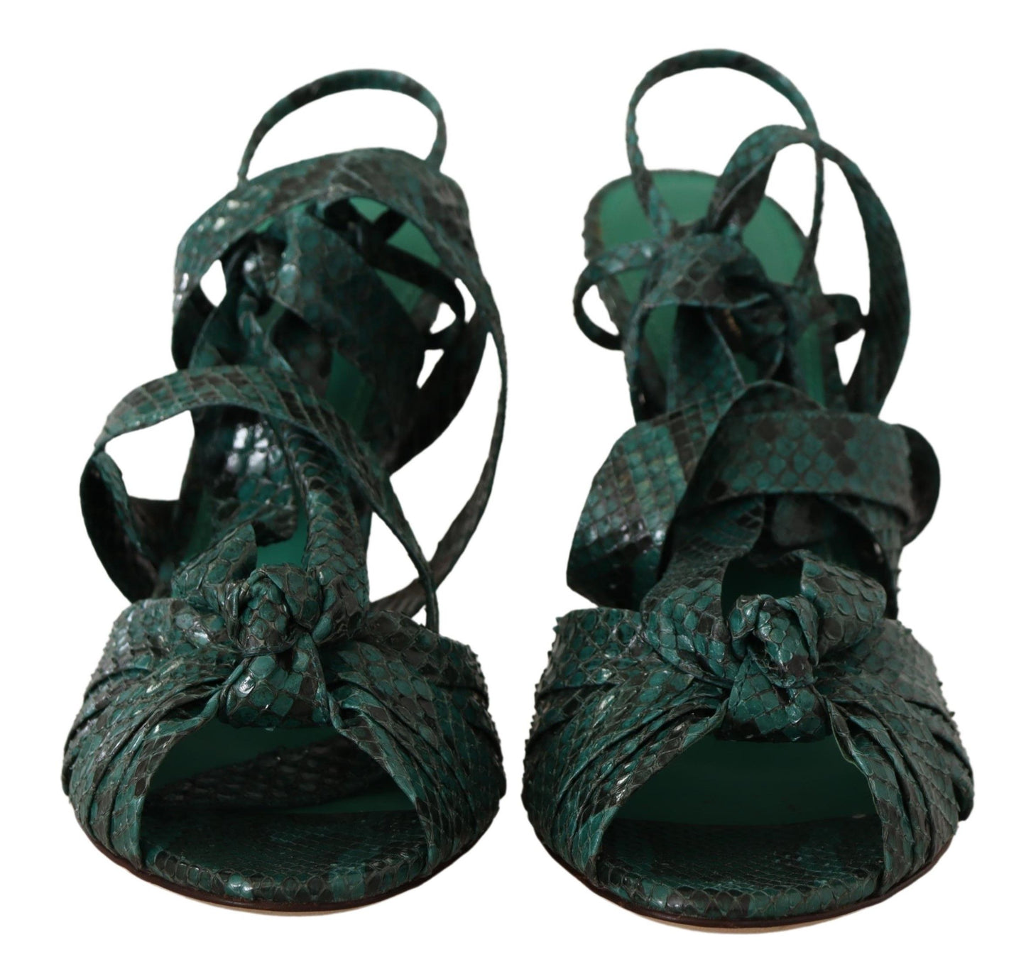 Sandales à talons et brides en python vert Dolce & Gabbana