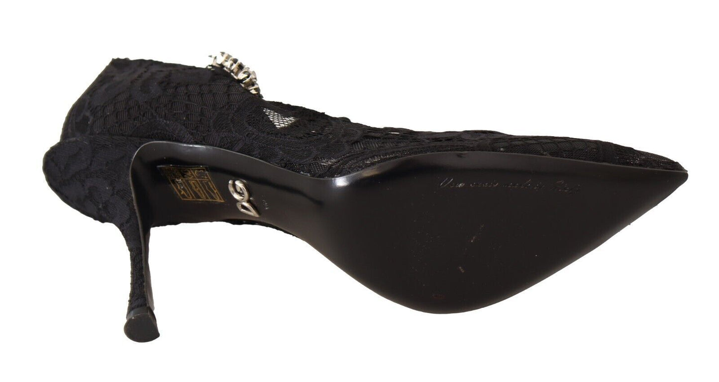Escarpins Mary Jane Dolce & Gabbana en dentelle noire et cristaux