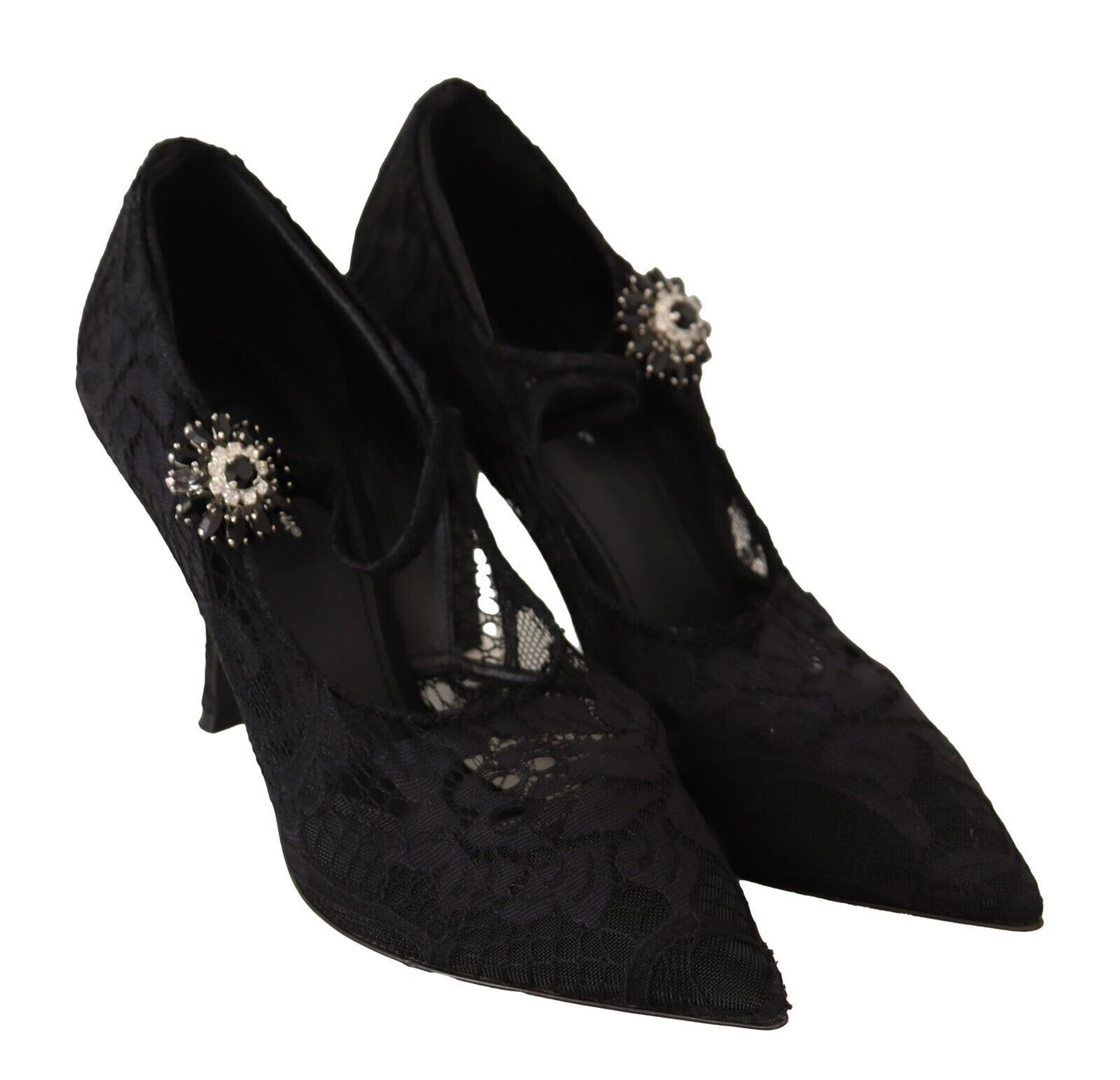 Escarpins Mary Jane Dolce & Gabbana en dentelle noire et cristaux