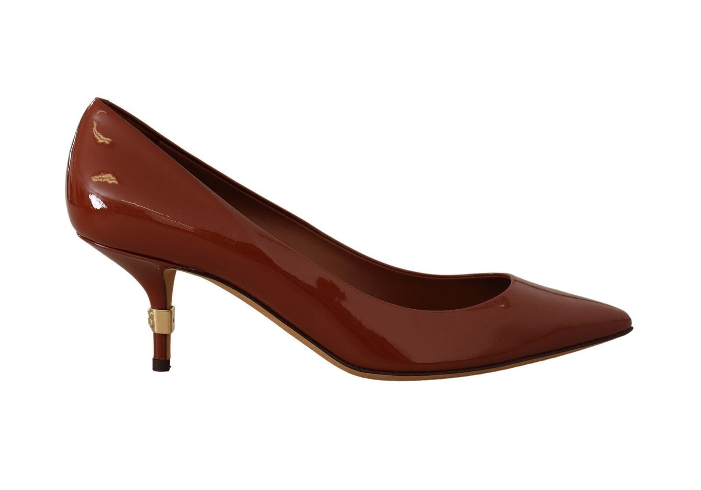 Escarpins à petits talons marron Dolce & Gabbana en cuir verni