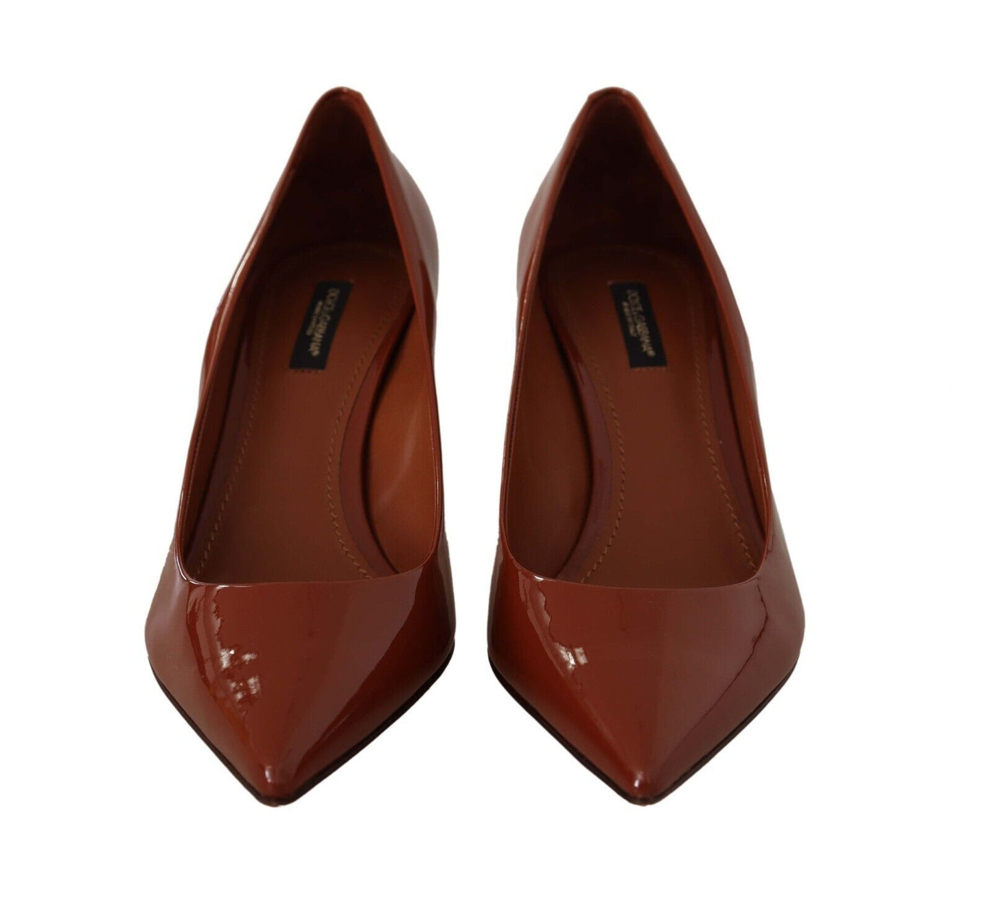Escarpins à petits talons marron Dolce & Gabbana en cuir verni