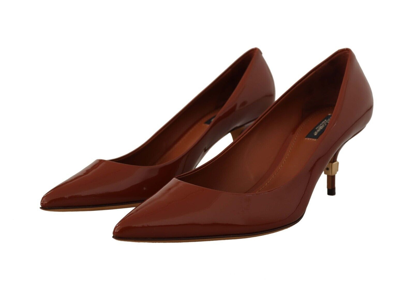 Escarpins à petits talons marron Dolce & Gabbana en cuir verni